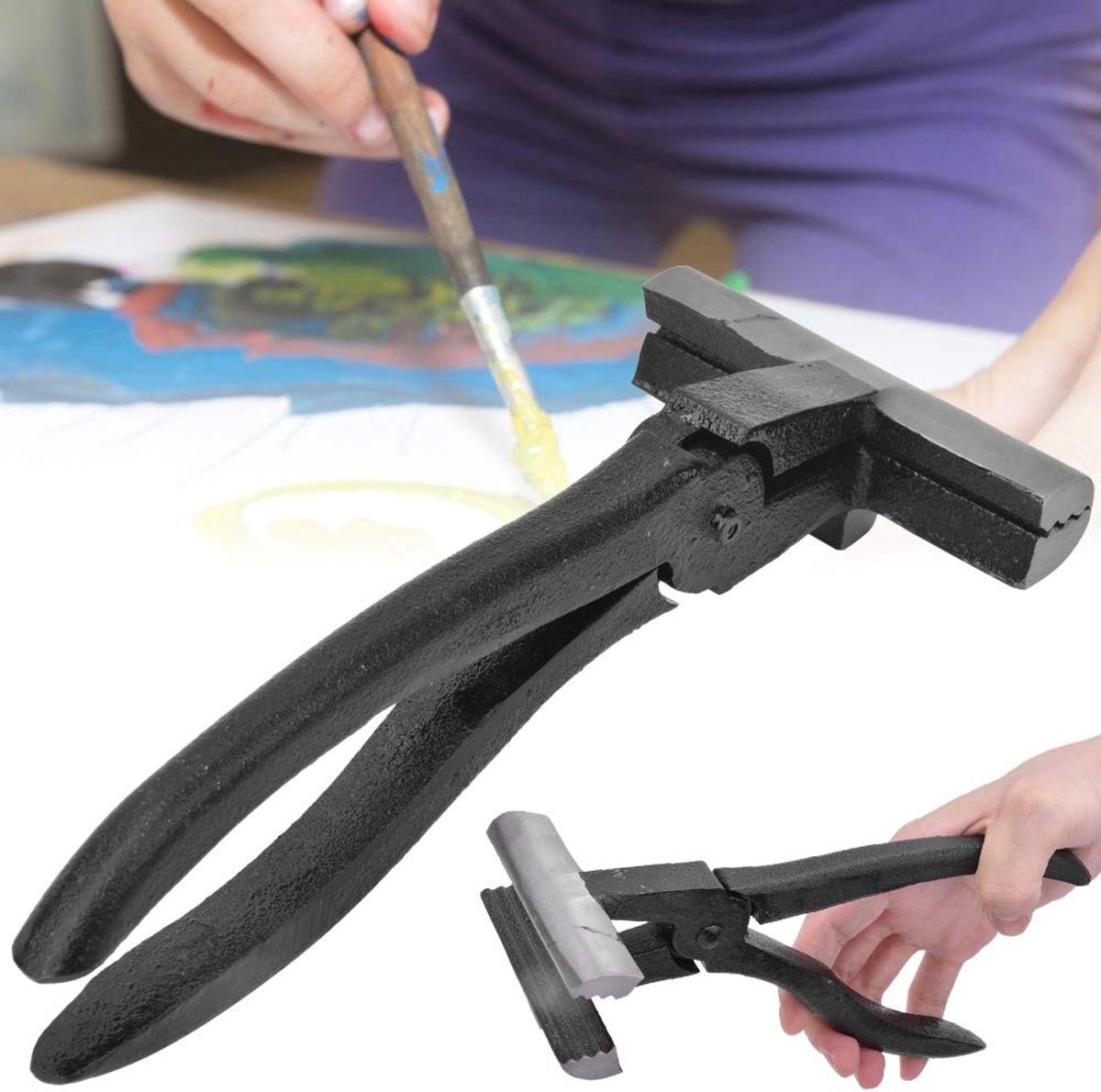 Dailygoods- Spantang Gietijzer - Canvas Spantang - Ergonomisch Handvat - Antislip - Zwart Gelakt - Duurzaam en Stevig - Canvas Tang