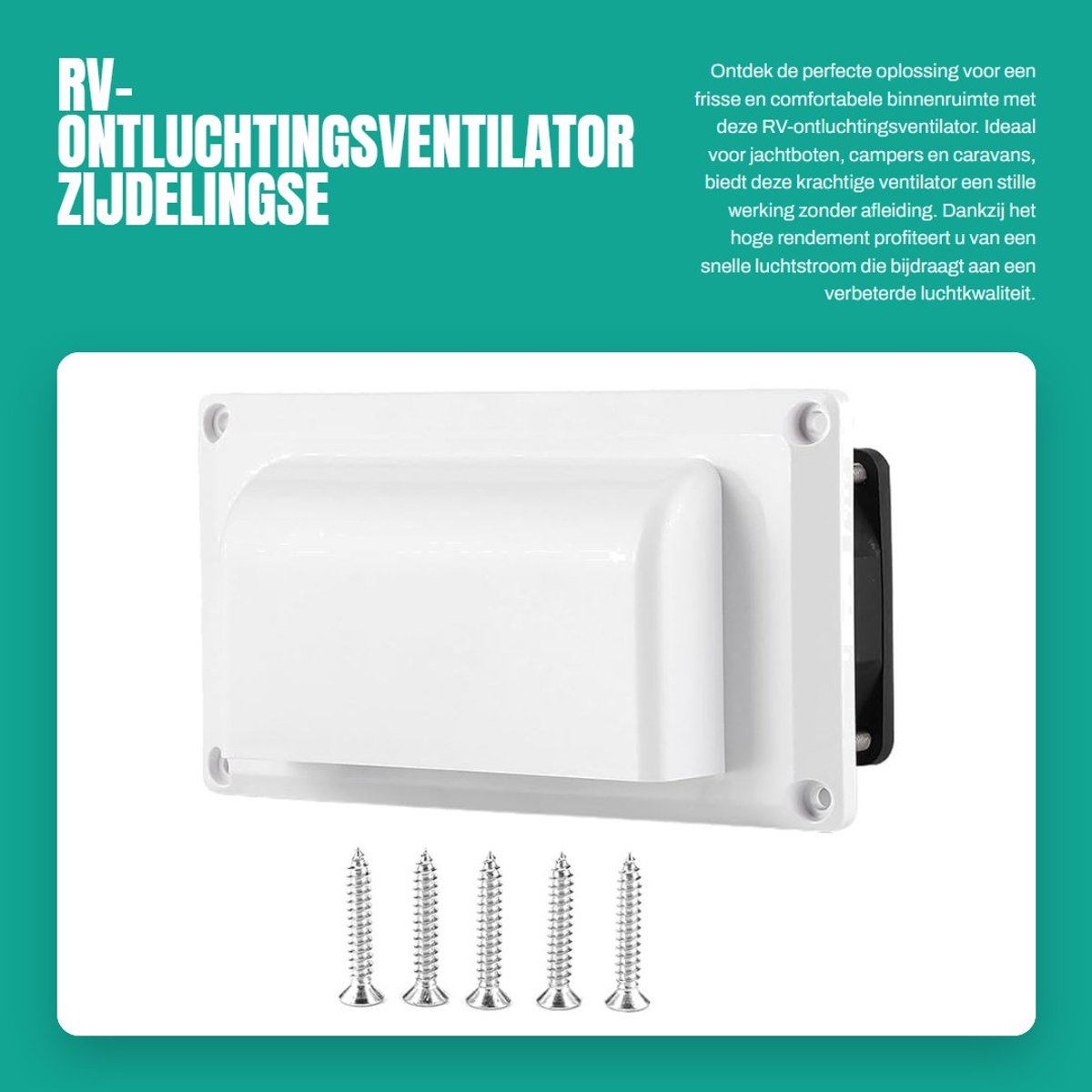 Dailygoods - RV-ontluchtingsventilator - Zijdelingse ventilatie - Geluidloos gebruik - 12 V 25 W - Verbeterde luchtkwaliteit - Geschikt voor camper en...