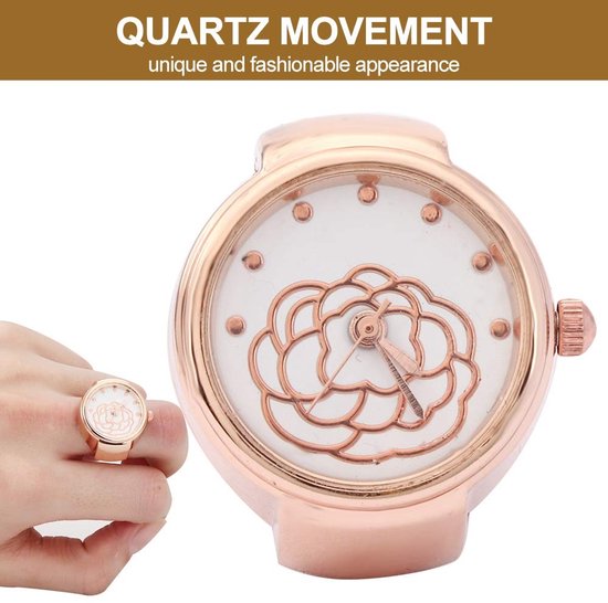 Dailygoods- Fidget Ring - Duurzaam Legeringsmateriaal - Stressverlichtende Ring - Stijlvol voor Elke Gelegenheid - Nauwkeurige Tijdwaarneming - Casual Stijl Vinger Ring Horloge - Ringhorloge — afbeelding 2
