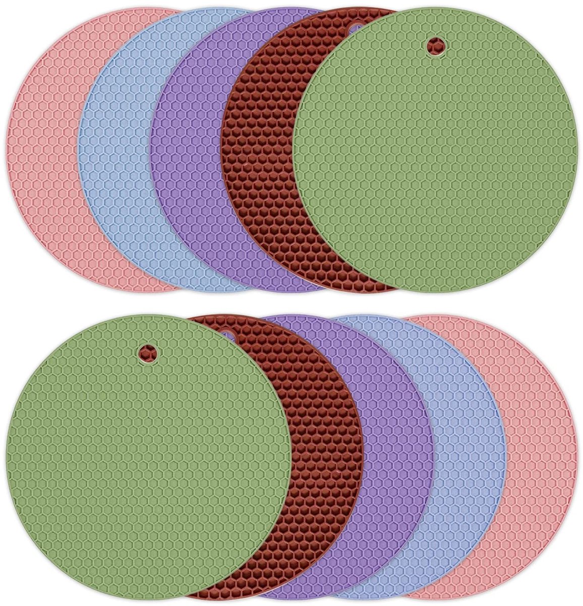 Dailygoods- Tafelmat 10 Stuks - Siliconen - Hittebestendig - Antislip - Vouwbaar - Diameter 17,5 cm - Geschikt voor vaatwasser - Onderzetter