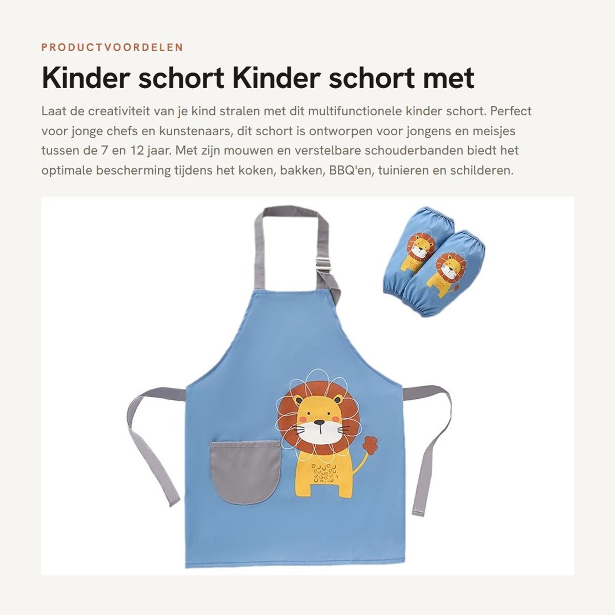 Dailygoods- Kinderschort met mouwen - Verstelbare schouderbanden - Zakken - Lichtgewicht - Duurzaam - Voor jongens/meisjes - Schort