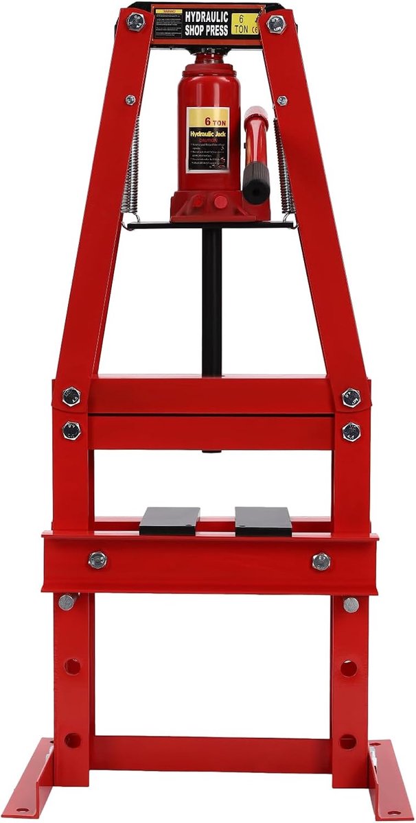 Werkplaatspers - Hydraulische pers - Onderdelen persen - 6 Ton Capaciteit - 130 mm Slag - Rood