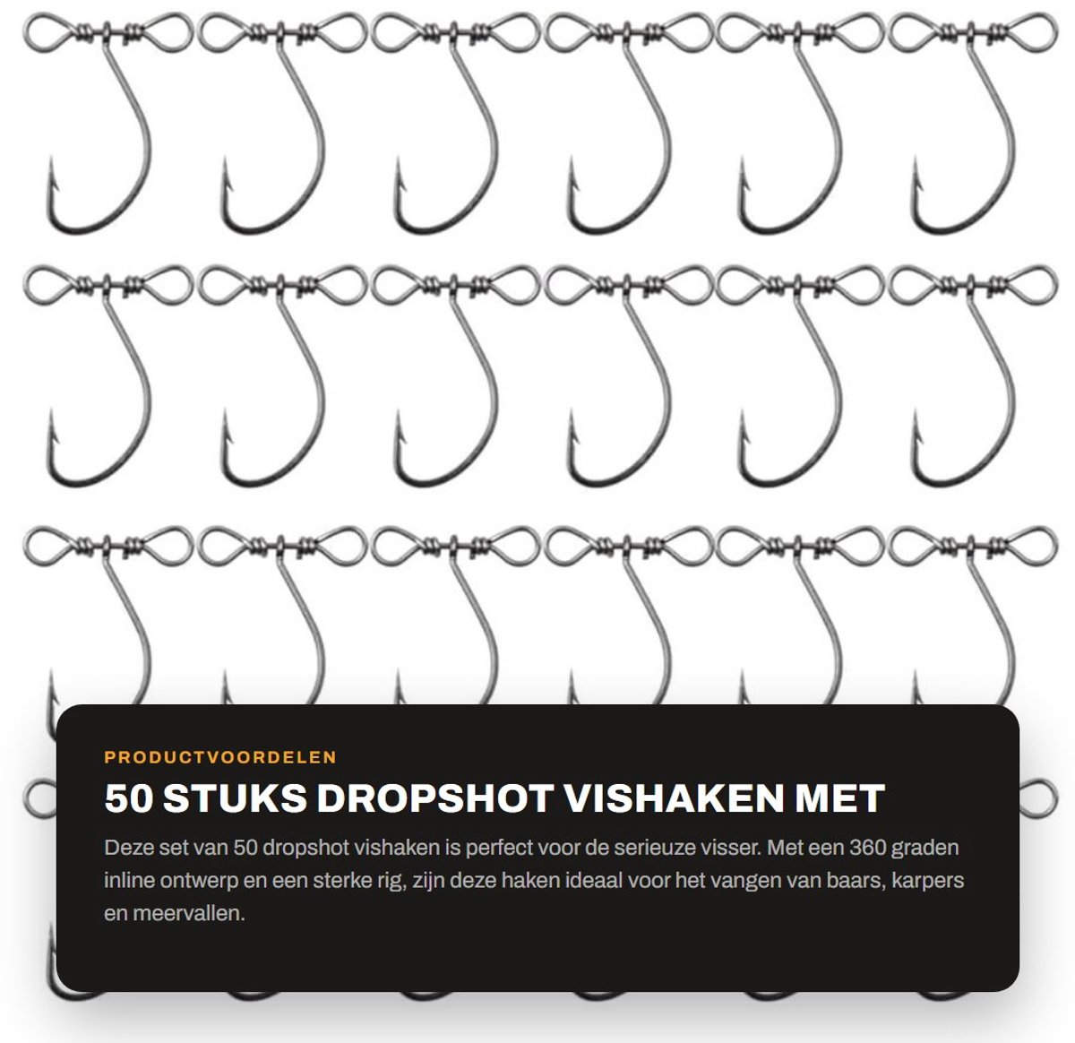 Dailygoods- Vishaken 50 Stuks - Dropshot Rig - Draaischarnier - 360 Graden Inline - Geschikt voor Baars/Karpers/Meerval - Hoogwaardige Kwaliteit - Visgerei