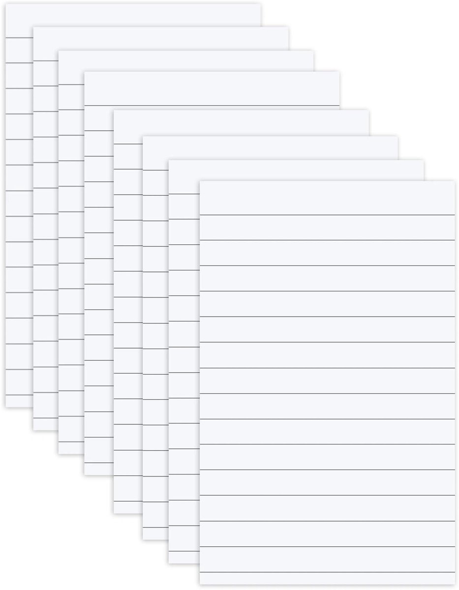 Dailygoods - Agoer 400 stuks gevoerde plaknotities, wit, 100 x 150 mm, grote gelijnde zelfklevende notities, post-zelfklevende notities, super plakkende memoblokken voor het markeren van pagina's voor kantoor