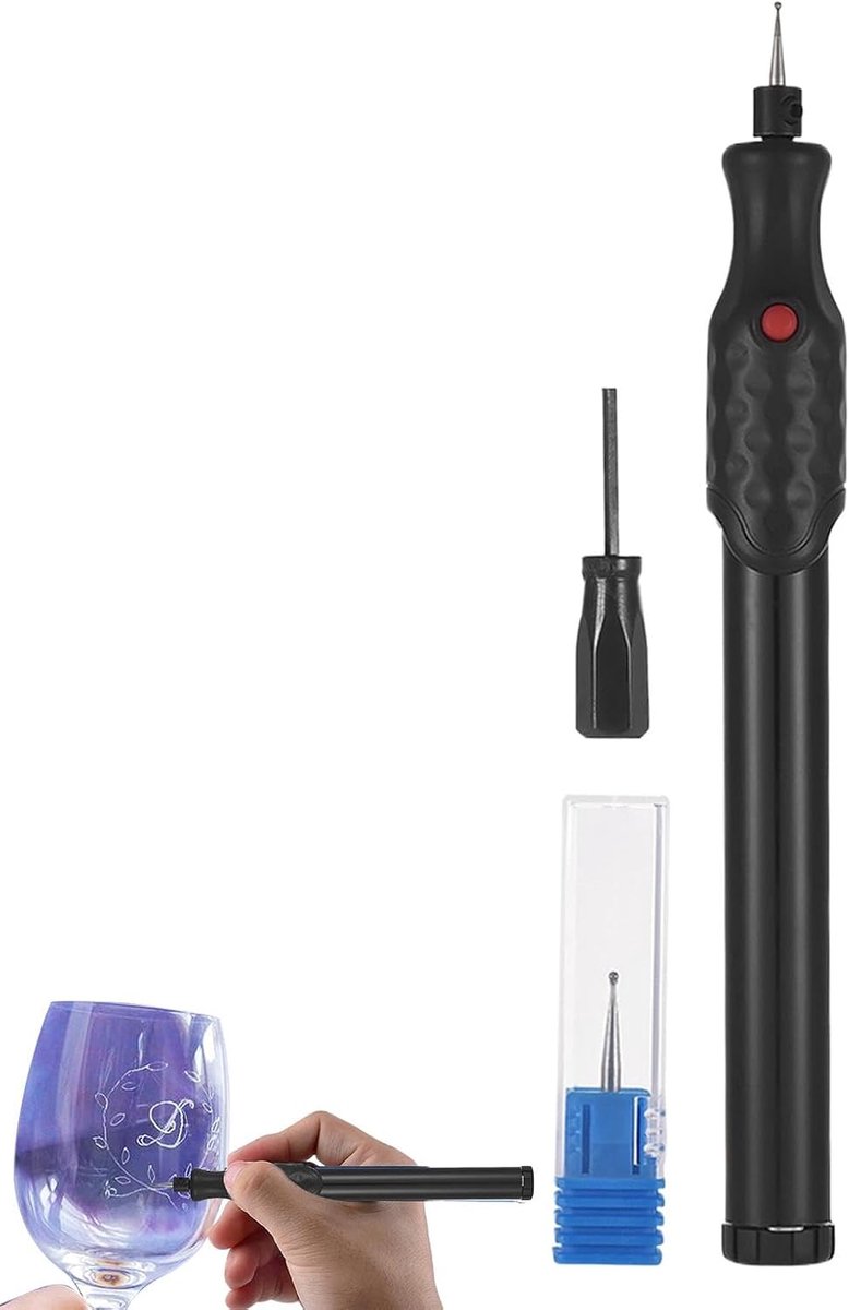 Elektrische graveerpen - Graveergereedschap - Voorwerpen personaliseren - Draadloos en draagbaar - 82 gram - Zwart