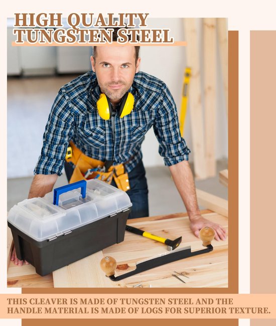 Dailygoods- Tekenmes 12 Inch - Dubbele Handgreep - Antislip Hout - Trekscheermes - Handgereedschap - Gemakkelijk Vast te Pakken - Houtsnijmes — afbeelding 4