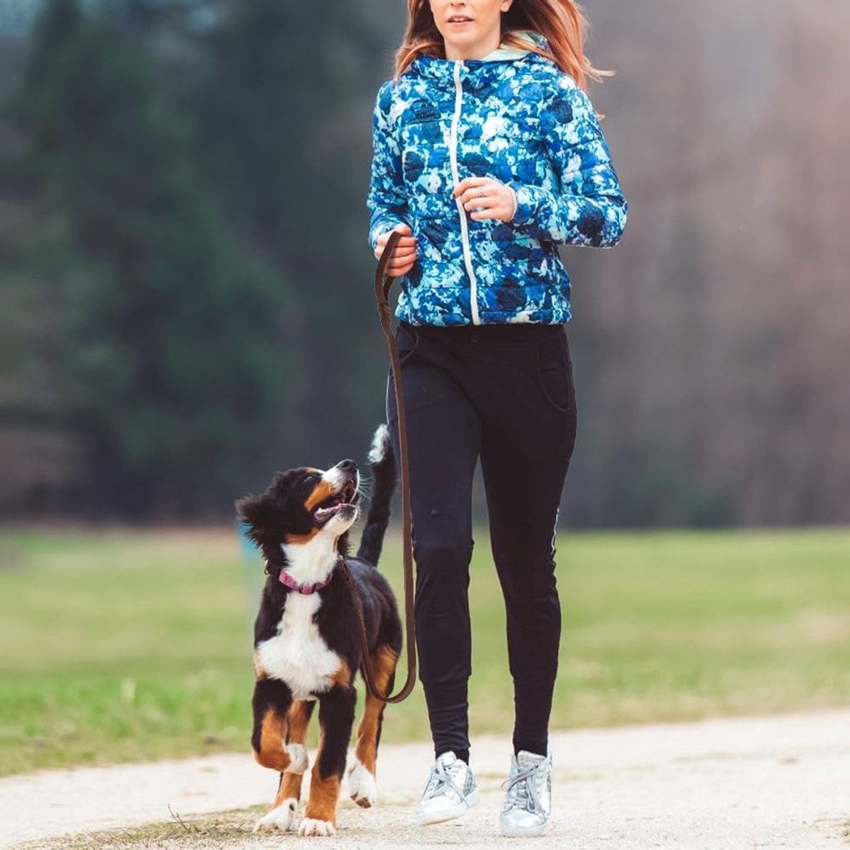 Dailygoods- Hondenriem Lederen - Hondenriem voor Grote/Middelgrote Honden - Zware Sluiting - Handgemaakt Gevlochten Leer - Betrouwbaar en Comfortabel - Hondentuig
