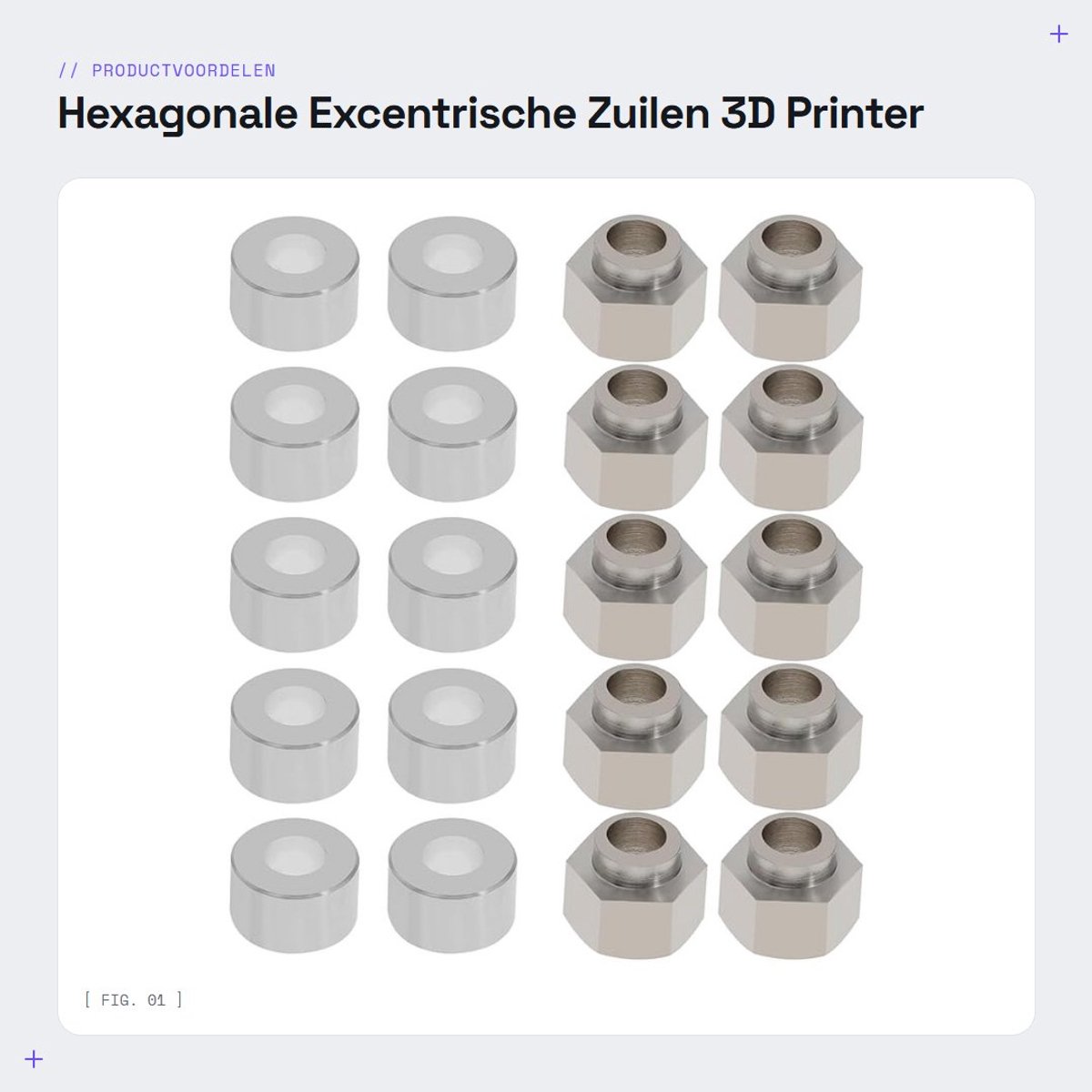 Dailygoods- Isolatiekolom 10 Stuks - Hexagonale Excentrische Kolom - 5mm Diameter - Zuur-nikkel Aluminium - Duurzaam - Voor 3D Printer Accessoires - 3D Printer Onderdelen