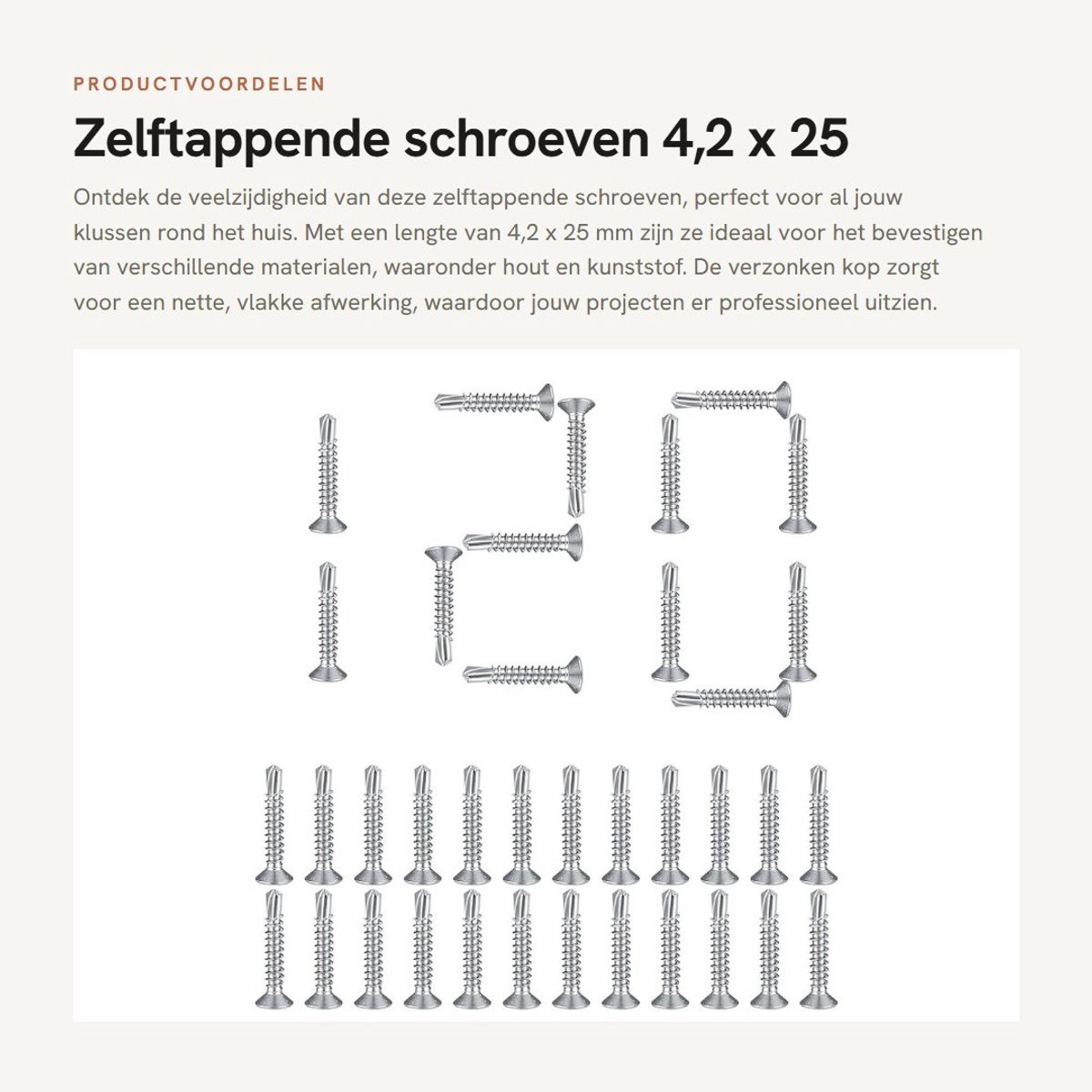 Dailygoods- Schroeven 120 Stuks - Zelftappende Schroeven - Verzinkte Kop - Platte Kop - Roestvrij Staal - Zilver - Veilig en Esthetisch Ontwerp - Metaalschroeven