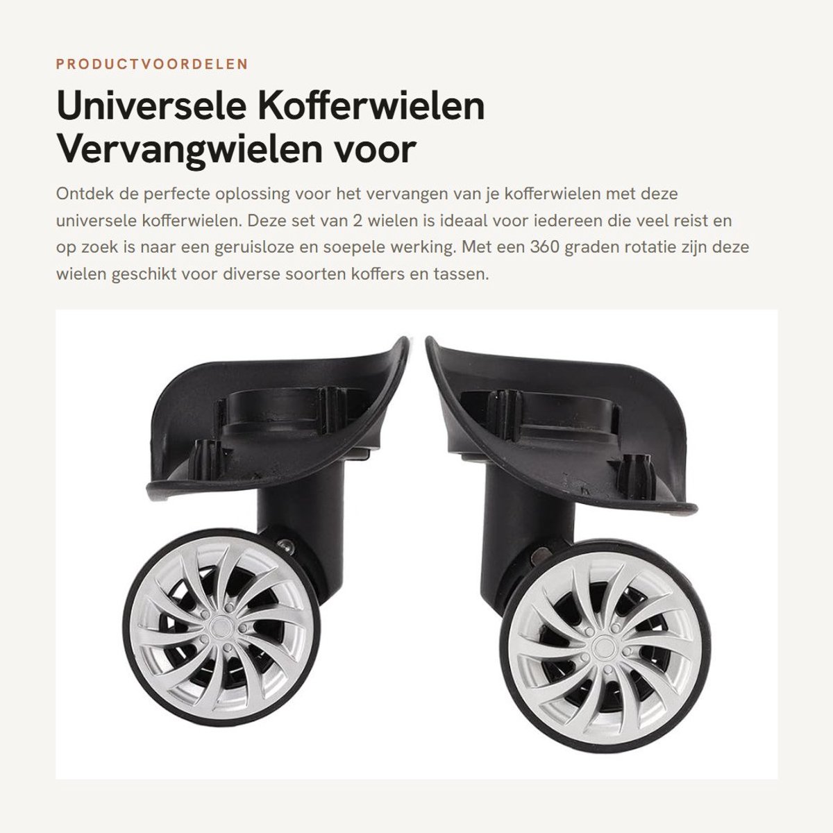 Dailygoods- Kofferwiel 360 Graden Rotatie - Universele Vervangset - Geluidsarm - Slijtvast - 2 Stuks - Nylon Materiaal - Bagagewiel