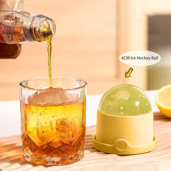 Drank ronde maker - IJsvorm bol - Drankjes koelen - Langzaam smeltend - 6 cm bol - Geel — afbeelding 3