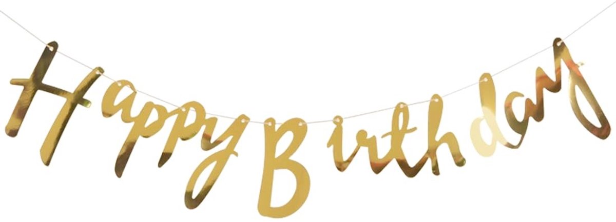 Dailygoods- Verjaardagsslinger Gouden Banner - Feestdecoratie - Happy Birthday Decoratie - Voor Volwassenen/Kinderen - 1 Set - Perfect voor Verjaardagsfeest