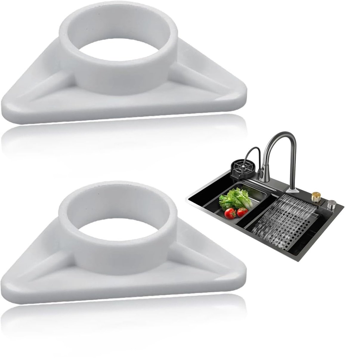 Dailygoods- Versteviging 2 Stuks - Verstevigingsringen voor Papier - Stabilisatie voor Gootsteenkranen - Kunststof - Duurzaam - Vermindert Schommelingen - Kraanversteviging