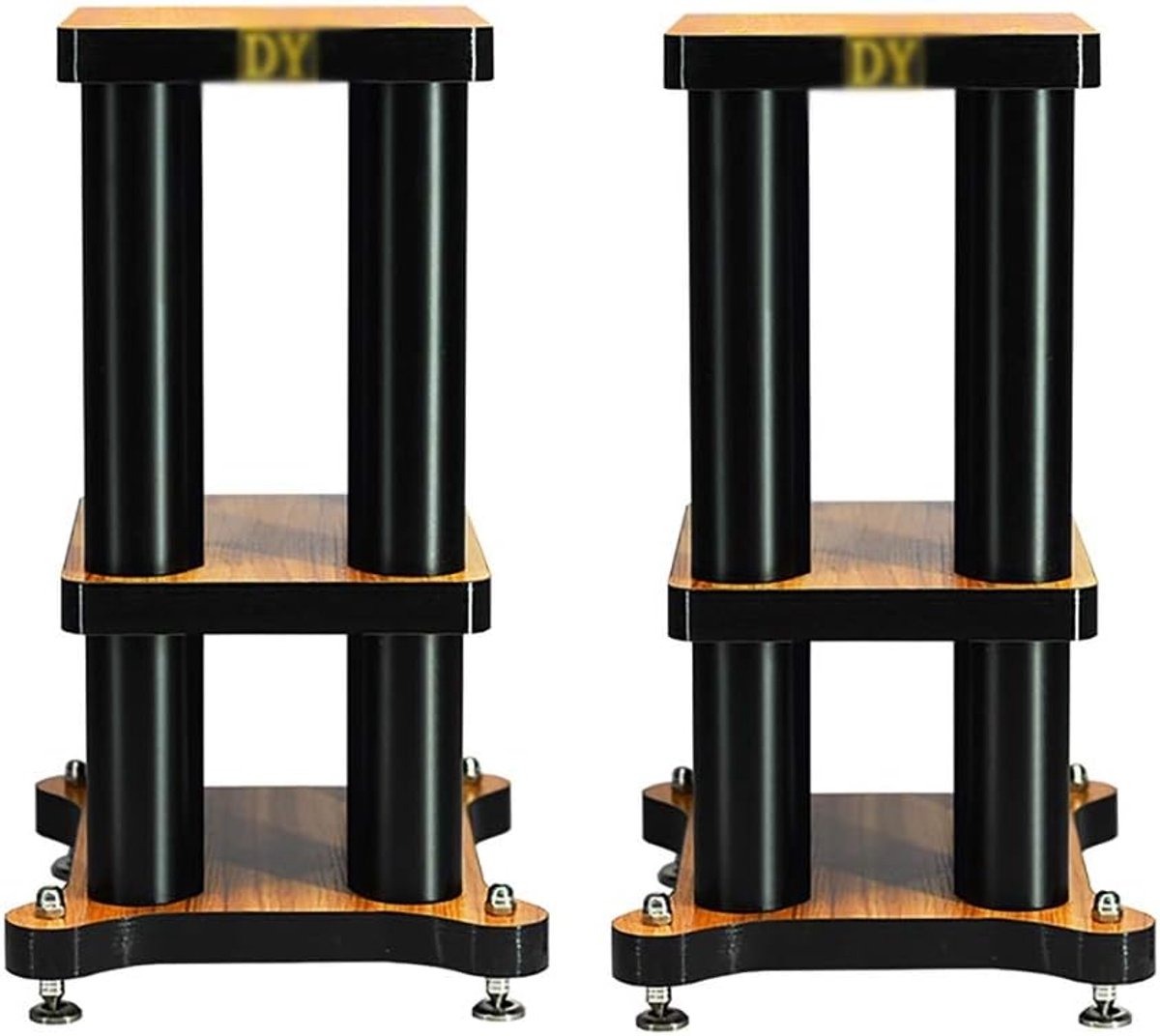 Luidspreker Standaarden - Boekenplank Speaker Statief - Home Theater Geluid - Verstelbare Hoogte - 41-61 cm - Zwart Houtnerf