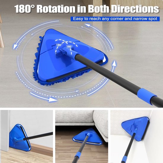 Mop met Lange Steel - Plafondreiniger Schrobber - Hoge Plekken Schoonmaken - 180° Opvouwbaar Ontwerp - Tot 203 cm - Grijs — afbeelding 2