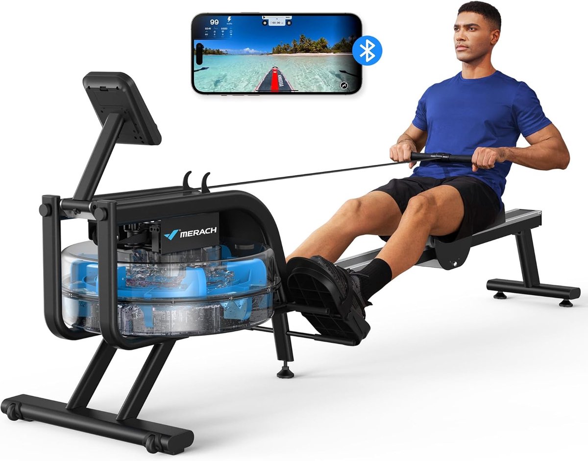 Water Roeimachine - Fitnessapparaat Binnen - Intensieve Workout - Authentieke Waterweerstand - 15 Liter Tank - Zwart