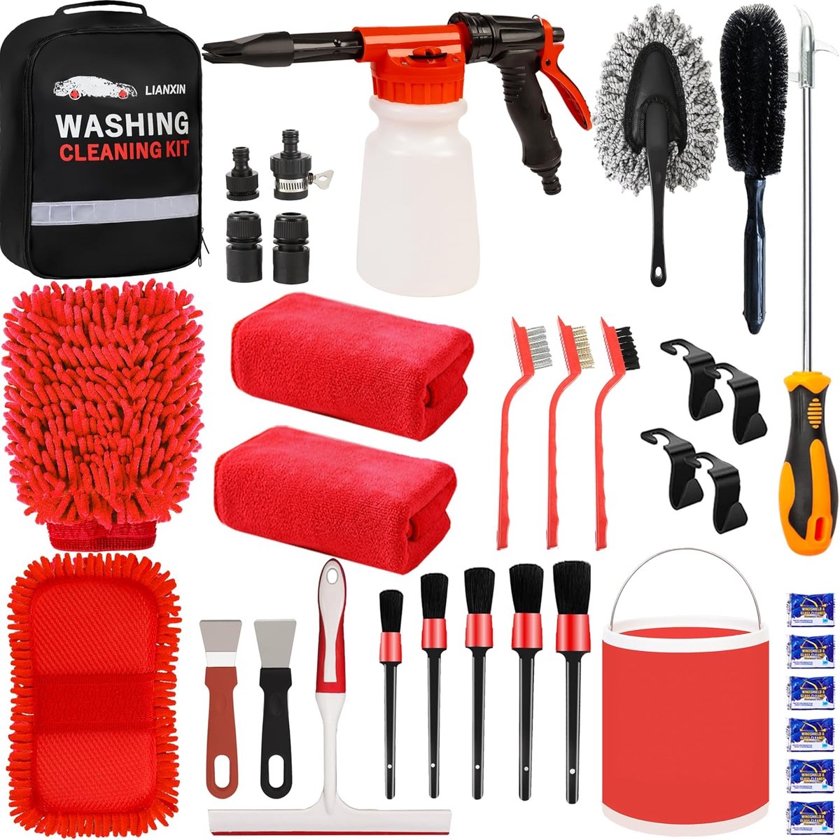 Autowassen Set - Reinigingskit Auto - Auto Glanzend Houden - Compleet Inclusief Schuimpistool - 20 x 10 x 30 cm