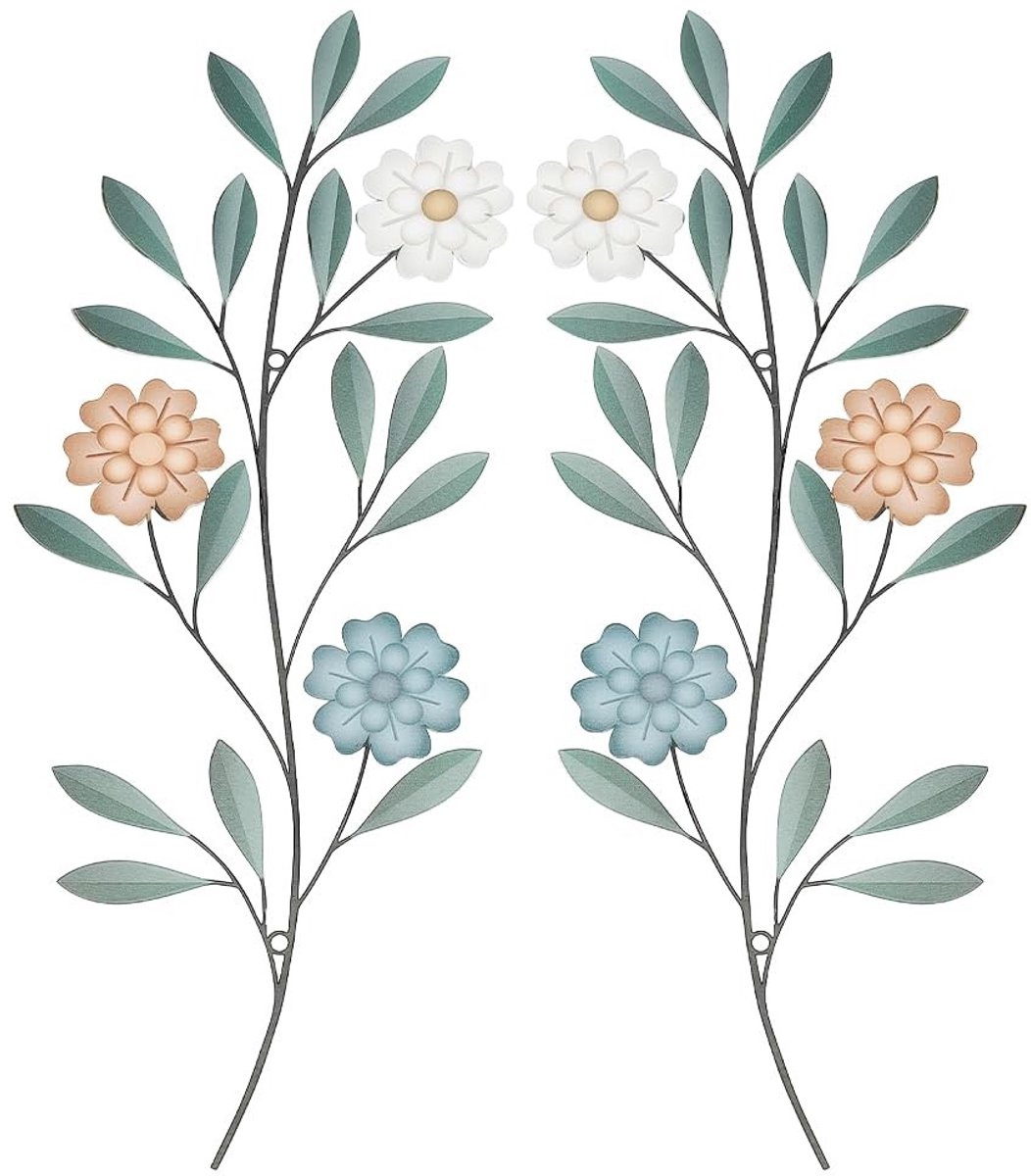 Dailygoods- Muurdecoratie Metalen Bloem Kunst - Wanddecoratie Slaapkamer - Wanddecoratie Woonkamer - Wanddecoratie Kantoor - Duurzaam IJzer - Kleurrijk Ontwerp