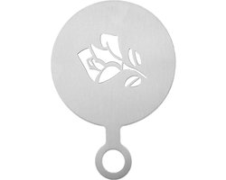 Koffie stencils - Latte art tools - Koffie decoreren - Roestvrij staal - 12x8.5 cm - Zilver