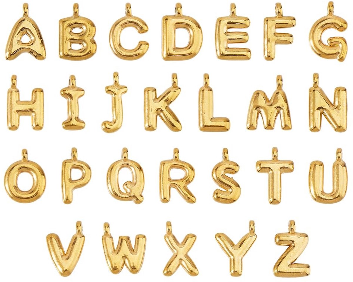 Dailygoods- Letterhangers 26 Stuks - 18K Goud Gecoat - Roestvrij Staal - Alfabet Charms - Sieradenmaken - Duurzaam en Luxe