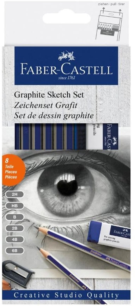 Dailygoods - Grafiet Schetsset met 8 Stuks en Puntenslijper