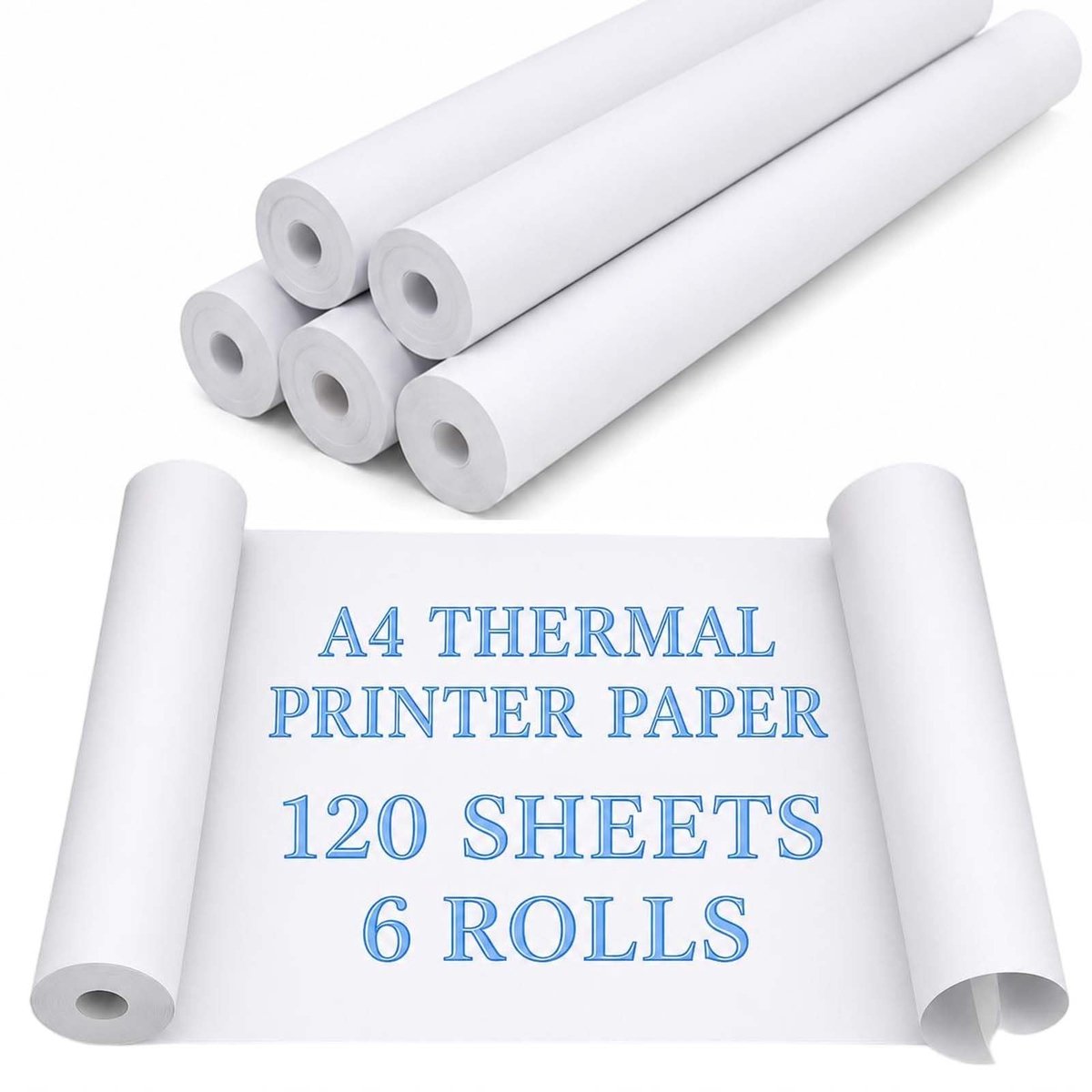 Dailygoods- Thermisch Papier A4 - 6 Rollen - 210 mm x 6,2 m - BPA-vrij - Voor Draagbare Printers - Foutdrukpapier - Printerpapier