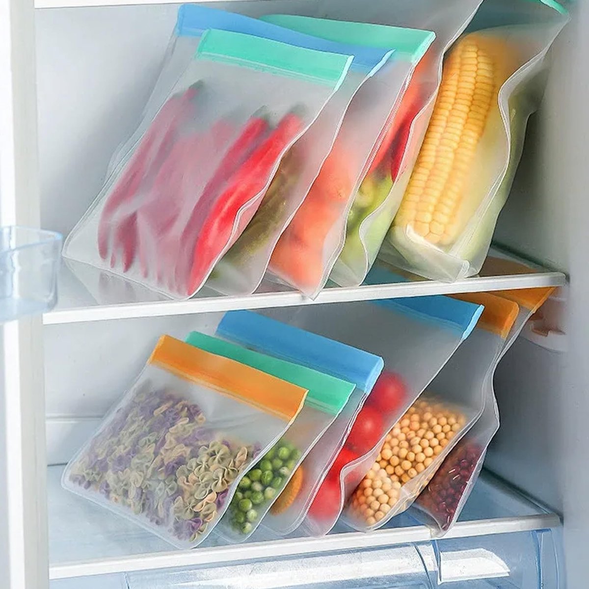 Dailygoods- Diepvrieszakjes Herbruikbaar 12 Stuks - Diepvrieszakjes met Ritssluiting - EVA Voedselzakjes - BPA-vrij - Transparant Ontwerp - Lekbestendig