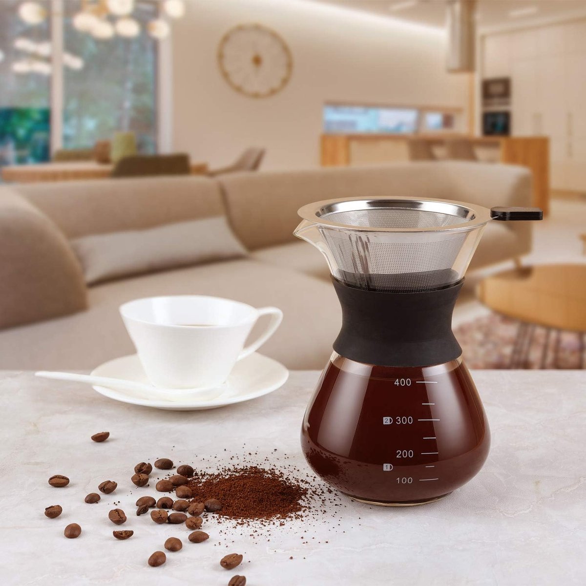 1 stuk - Koffiefilter voor druppelkoffie - Fijn dubbellaags roestvrijstalen koffiefilter - Metalen kegelvormig filter voor opschenken - Filter voor opschenken - Herbruikbaar filter - Geschikt voor het filteren van koffie — cadeau in Kookcadeaus - foto 4