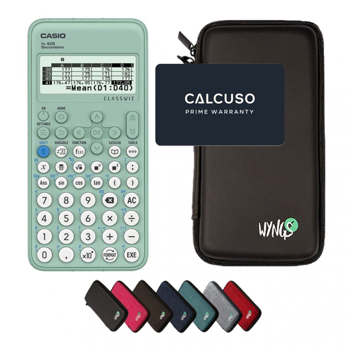 Casio FX-92B Secondaire incl. WYNGS Beschermhoes Zwart - Wetenschappelijke Rekenmachine - Basis Pakket