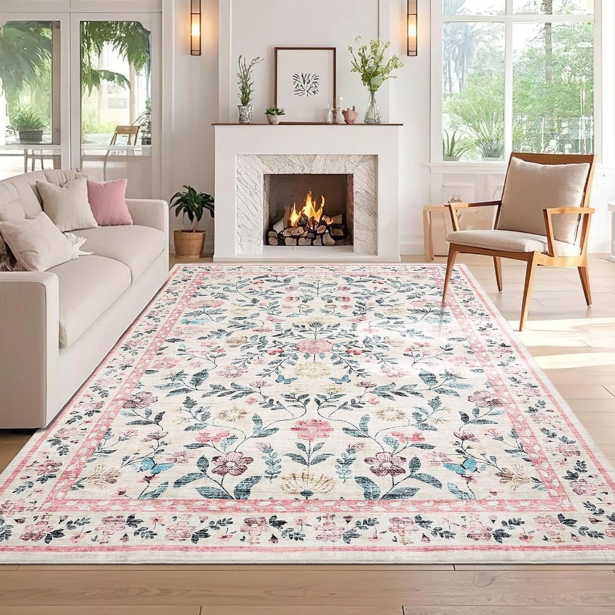Wasbaar vloerkleed - Zacht tapijt - Woonkamer decoratie - Antislip achterkant - 200 x 290 cm - Roze
