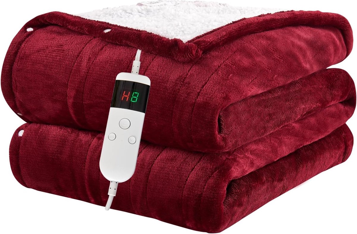 Elektrische deken - Verwarmde deken - Comfortabele warmte - 10 warmtestanden - 150 x 180 cm - Rood