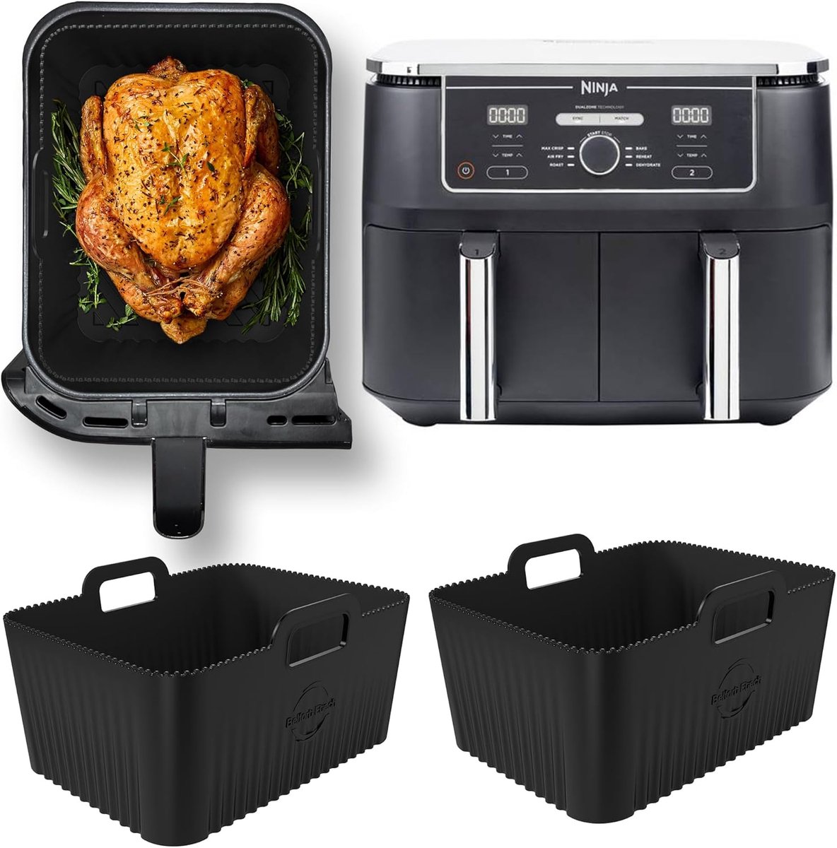 Airfryer Bakvormen - Siliconen Liners - Airfryer Schoonhouden - Perfecte Pasvorm - 2 Stuks - Zwart