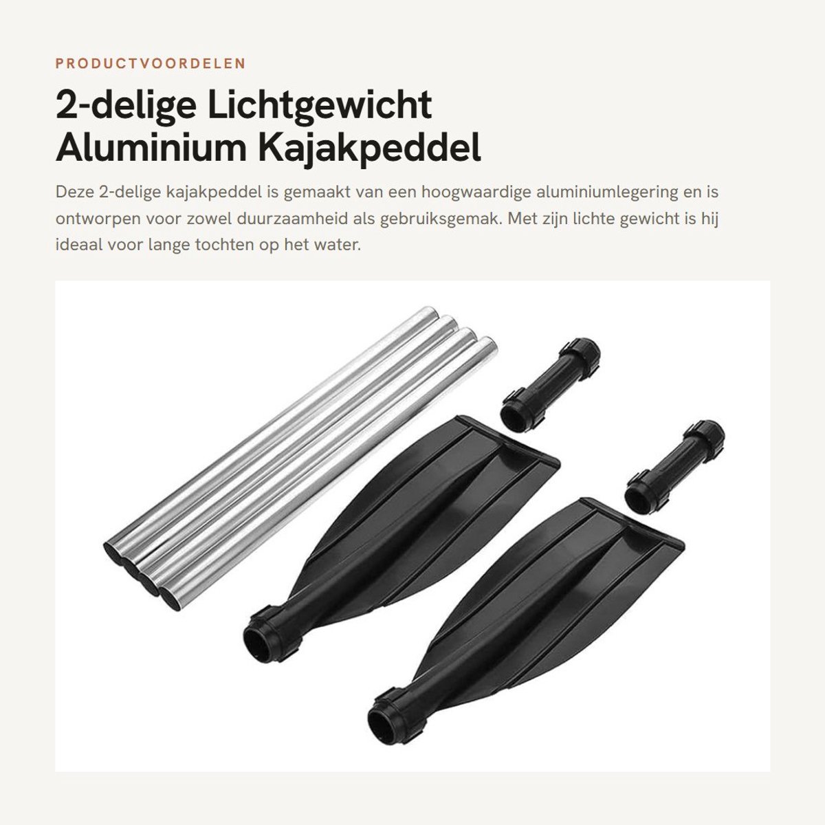Dailygoods- Kajakpeddel Lichtgewicht - 2-delige Aluminiumlegering - Duurzaam - Verwijderbaar - Geschikt voor Racen - Hoge Taaiheid - Peddel