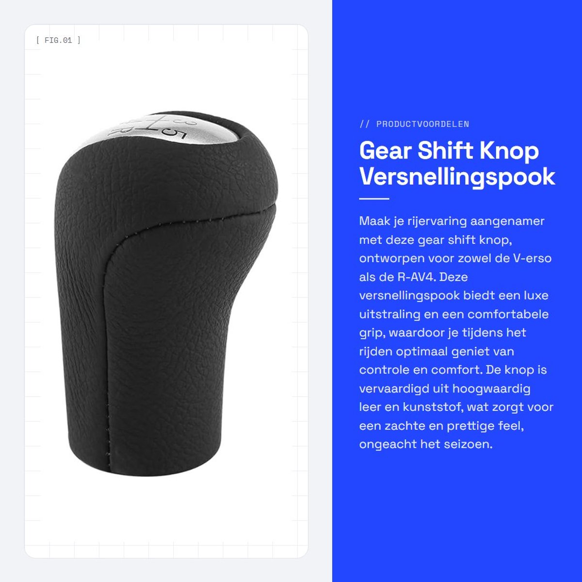 Dailygoods- Versnellingspook Hoes Hoogwaardig Leer - Pookknop - Versnellingspook Knop - Universele Pookknop - Comfortabel Gevoel - Eenvoudig te Installeren - Schakelknop