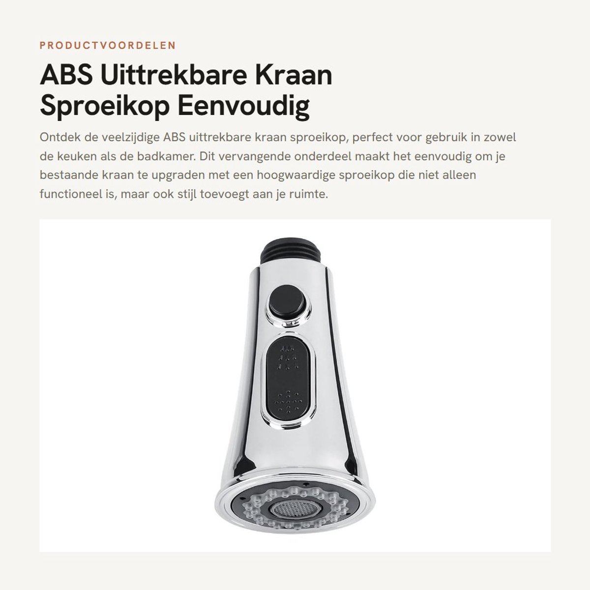 Dailygoods- Sproeikop Hoogwaardige ABS - Uittrekbare Kraan - Douche Sproeikop - Keuken/Badkamer - Eenvoudig te installeren - Standaardmontage 82,2 x 51,8 mm - Kraanmondstuk