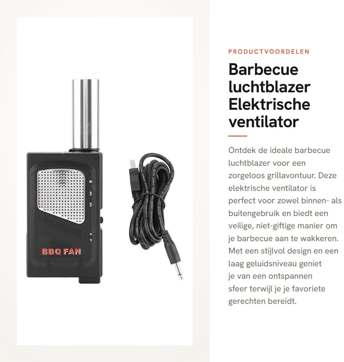 Dailygoods - Barbecue luchtblazer - Elektrische ventilator - Laag geluidsniveau - Zwart - Veilig en niet giftig - Geschikt voor kamperen en buitengebr...