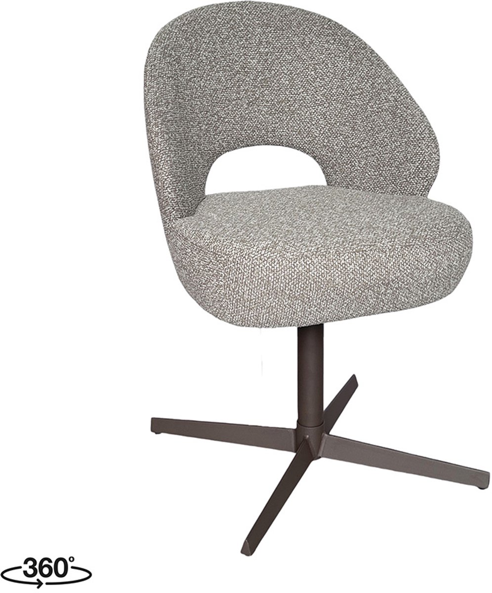 LABEL51 Saint Tropez Eetkamerstoel - Bruin - Royal Stof - Brons Metaal - Stoel - Eetkamerfauteuil