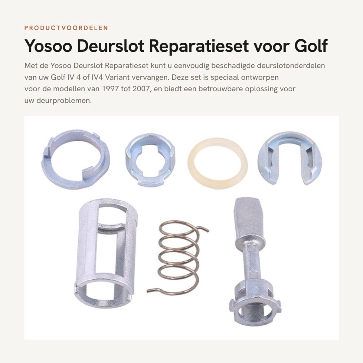 Dailygoods- Deurslot Reparatieset 7-delig - Cilinderslot Vervanging - Geschikt voor Golf IV 4 Type 1J1 MK4 1997-2005 - Golf IV4 Variant Type 1J5 1999-2007 - Duurzaam Metaal - Voor 4/5-deurs Auto's