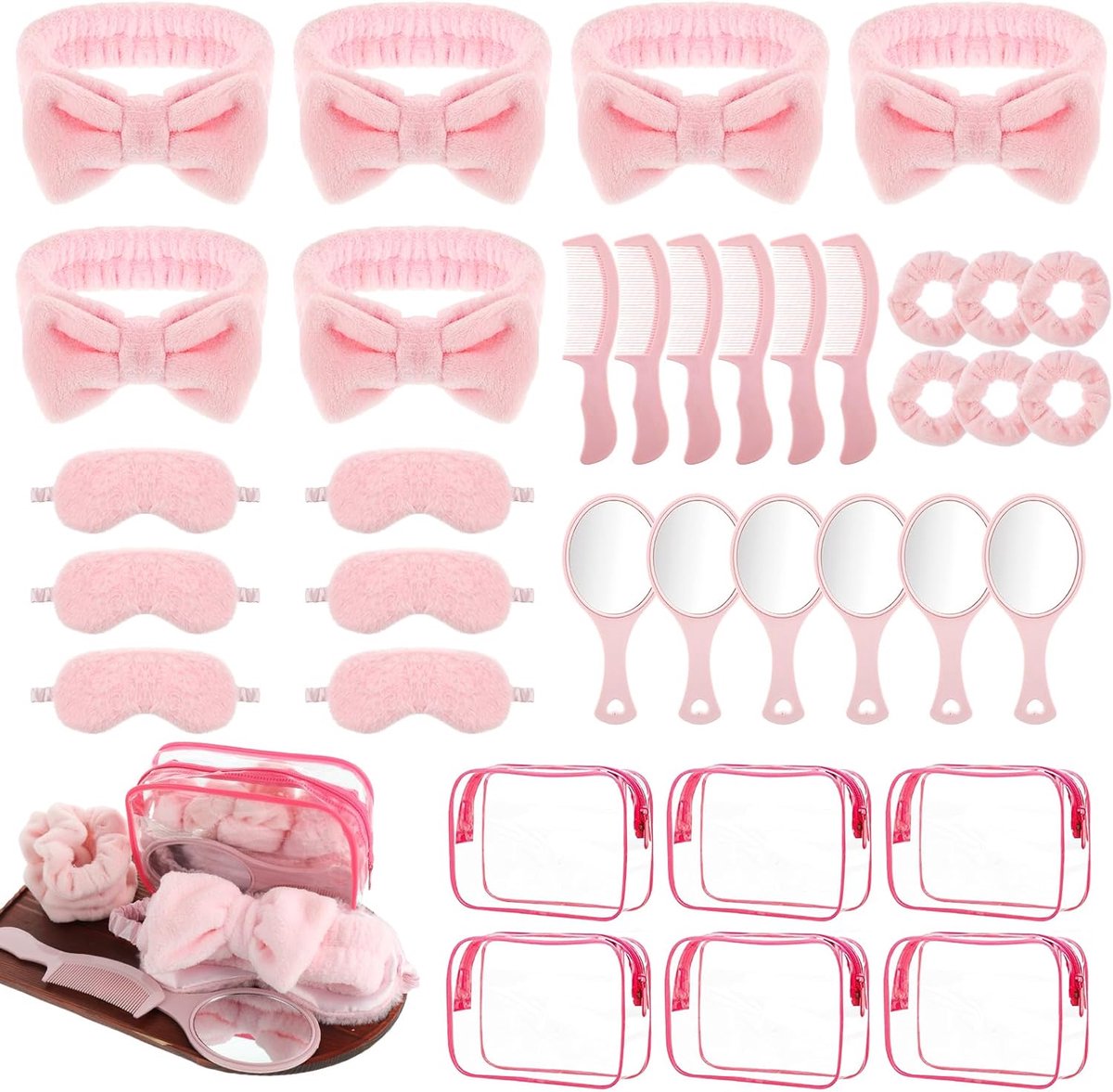 Spa Feestset Meisjes - Logeerpartij Benodigdheden - Verzorging en Plezier - 36 Delige Complete Set - 6 Stuks Per Item