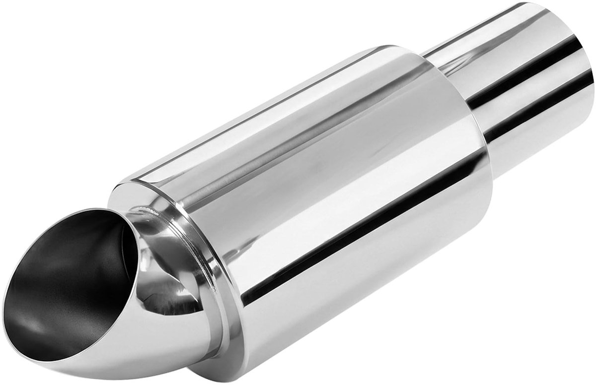 Dailygoods - Catekro Uitlaat, geluiddemper, 63 mm inlaat, roestvrij staal, uitlaatdemper, sportuitlaat, 2,5 inch, uitlaat, 2,5 inch, uitlaat, 11 inch uitlaat, resonator, vervanging voor auto's, diesel