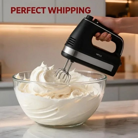 Handmixer 300W - 5 Snelheden + Turbo - Elektrische Mixer met Gardes en Deeghaken - Zwart — afbeelding 3