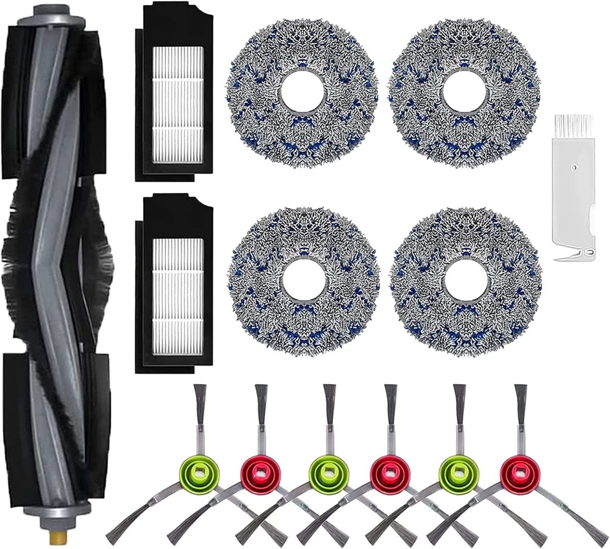 Dailygoods- Stofzuiger Onderdelen Vervangend - Hoofdborstel - Hepa Filter/Filterelement - Zijborstel - Dweil - 6 Stuks - Robotstofzuiger Accessoires