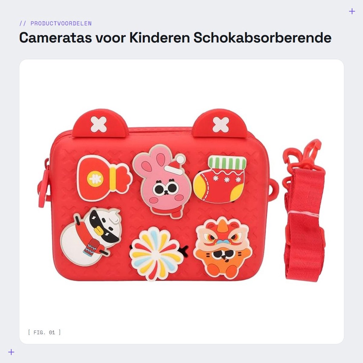 Dailygoods- Cameratas Schokabsorberend - Kindertasje - Grote Capaciteit - Cartoondecoraties - Draagtas - Waterdicht EVA - Kindertas