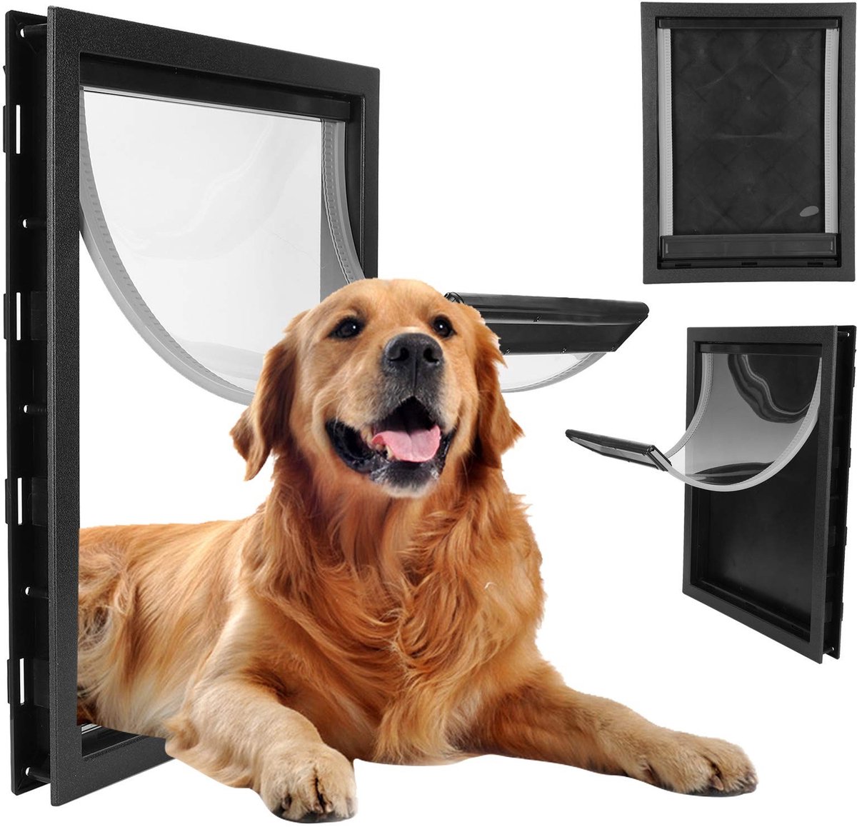 Dailygoods- Huisdierenluik Groot Formaat - Magnetisch Ontwerp - Tweerichtings Toegang - Eenvoudige Installatie - Vergrendelbare Functie - Geschikt voor Middelgrote/Grote Honden - Hondenluik