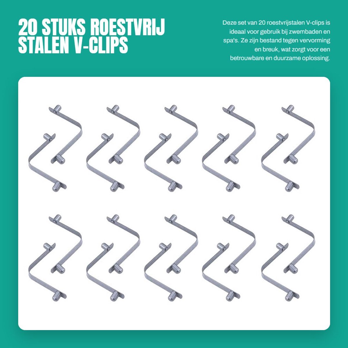 Dailygoods- V-Clip 20 Stuks - Roestvrij Staal - Duurzaam - Beugel - Vergrendelingsbuizen - Geschikt voor Kajakken en Tenten - Eenvoudig in Gebruik - Beugels
