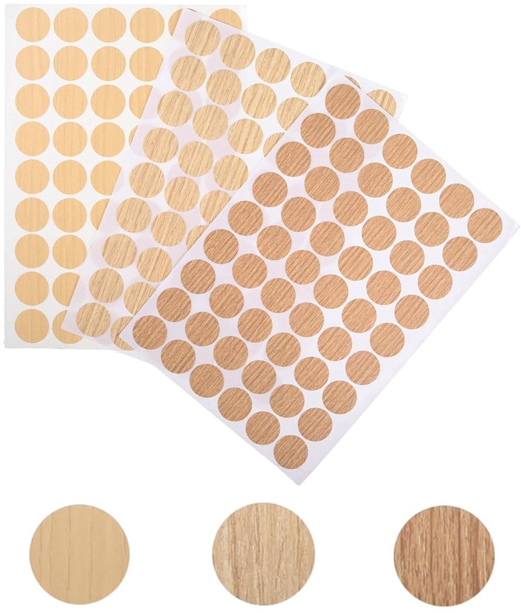 Dailygoods- Stickers 162 Vellen - Gatafdekking voor Schroefgaten - Houtschroeven - Meubels - Kasten - 21 mm Diameter - Afdekstickers