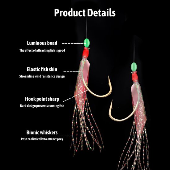 Dailygoods- Makreel Rigs 30st - Hoge Kwaliteit - Lichtgevende Kralen - Bionische Vliegende Insecten - Roestvrij Koolstofstaal Haken - Efficiënte Viservaring - Visrig van Dailygoods — afbeelding 3