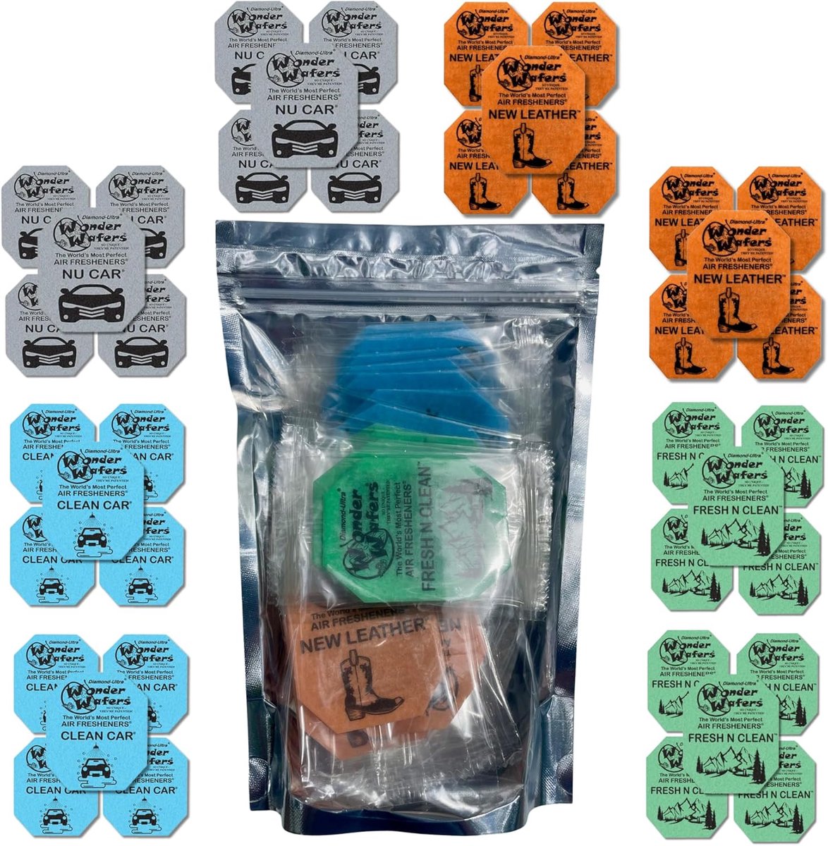 Auto Luchtverfrissers - Geur Wafels - Auto Opfrissen - Rommelvrije Oplossing - 40 Stuks - Multi
