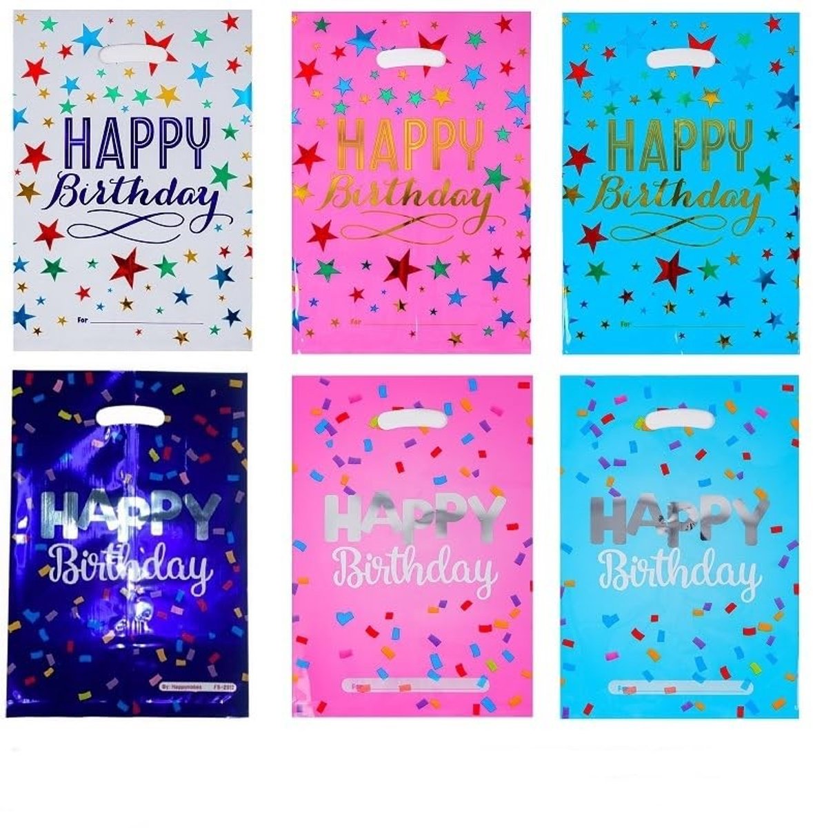 Dailygoods- Geschenkzakjes 60 stuks - Herbruikbare Snoepzakjes - Verjaardagsthema - Multifunctionele Traktatiezak - Cadeautas - Afmetingen 25x16,5 cm - Snoepzak