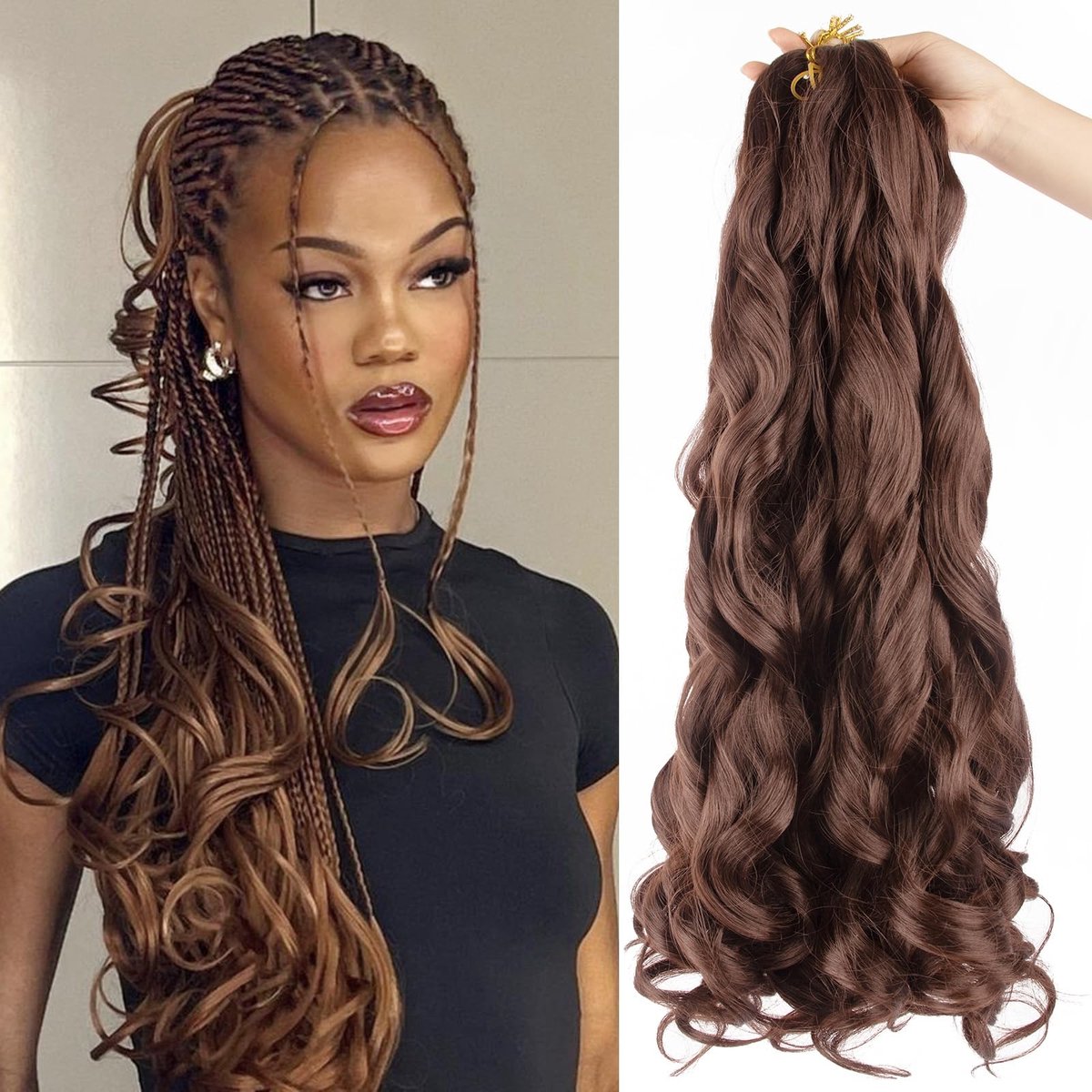 Dailygoods- Vlecht Haar 24 Inch - Bouncy Loose Wave - Franse Krullende Haar Extensions - 8 Packs - Gehaakte Vlechten - Geschikt voor Zwarte Vrouwen - Haarextensies